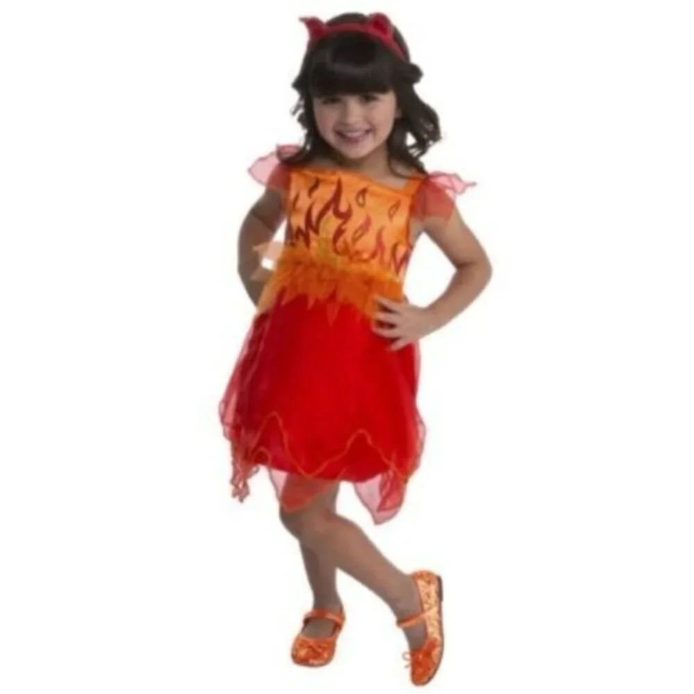 NEW Devil Girls Halloween Costume Toddler Size 2T Red Dress Tail Headband